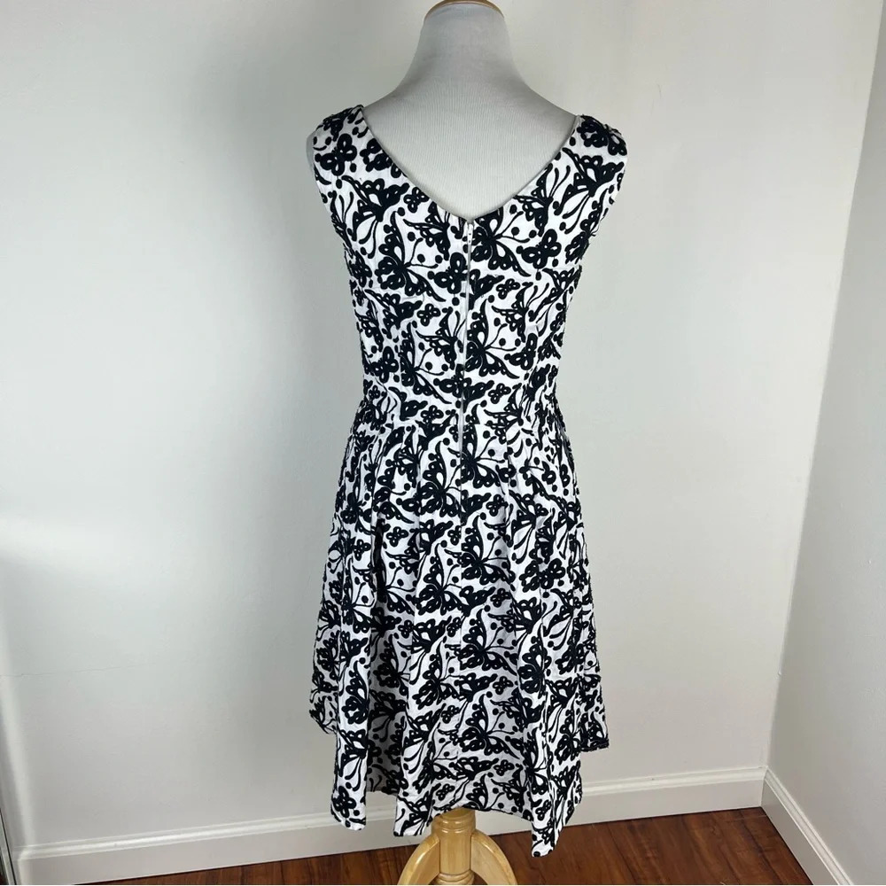 Vintage Betsey Johnson Black & White Butterfly Embroidered Dress Size 6 - Picture 5 of 7